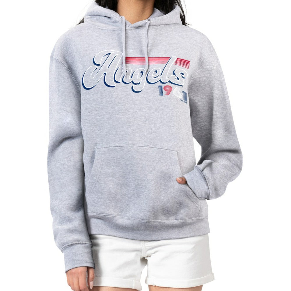 Los Angeles Angels Starter Women's Groovy Script Team Fleece Pullover Hoodie Gray