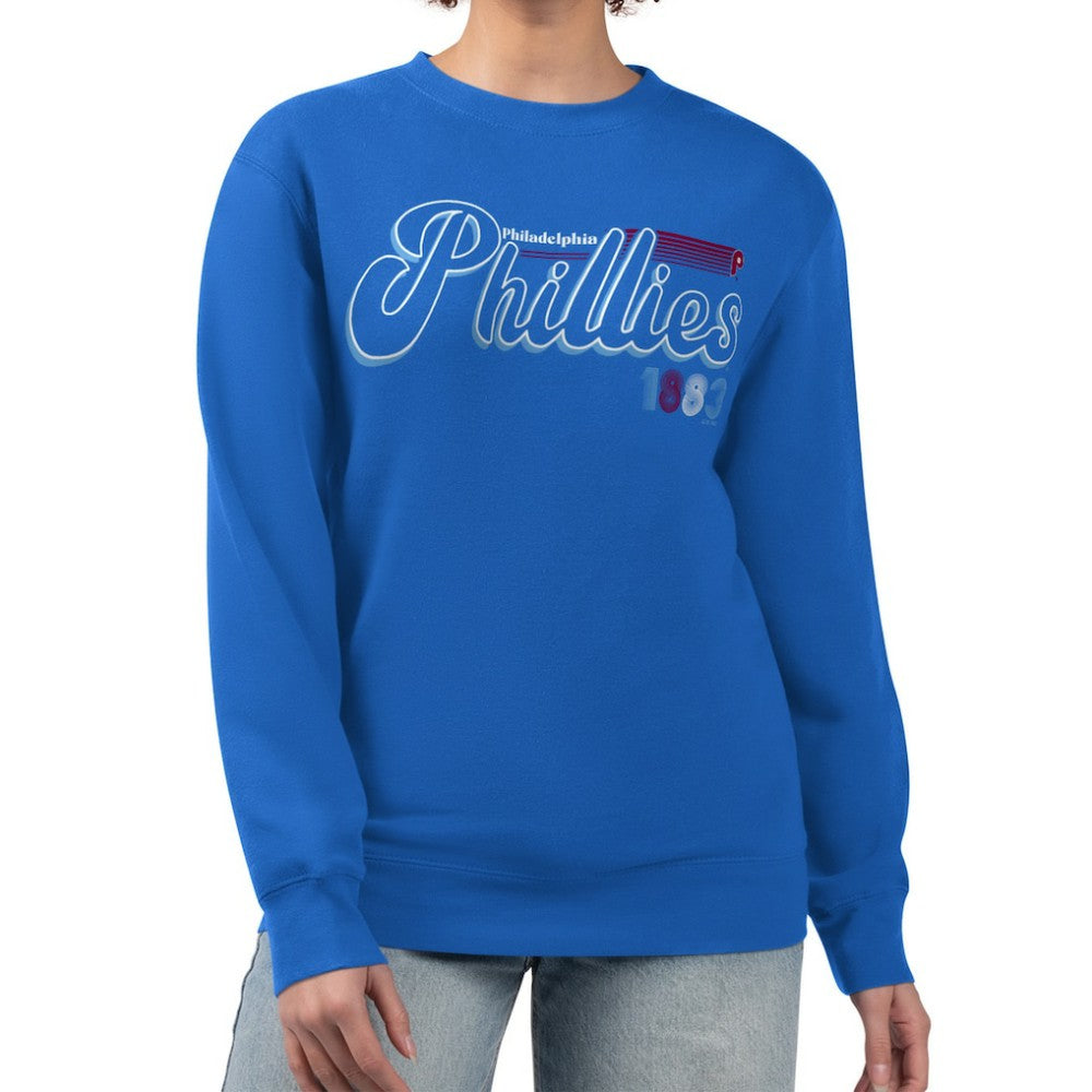 Philadelphia Phillies Starter Women's Groovy Script Team Fleece Pullover Sweatshirt Royal
