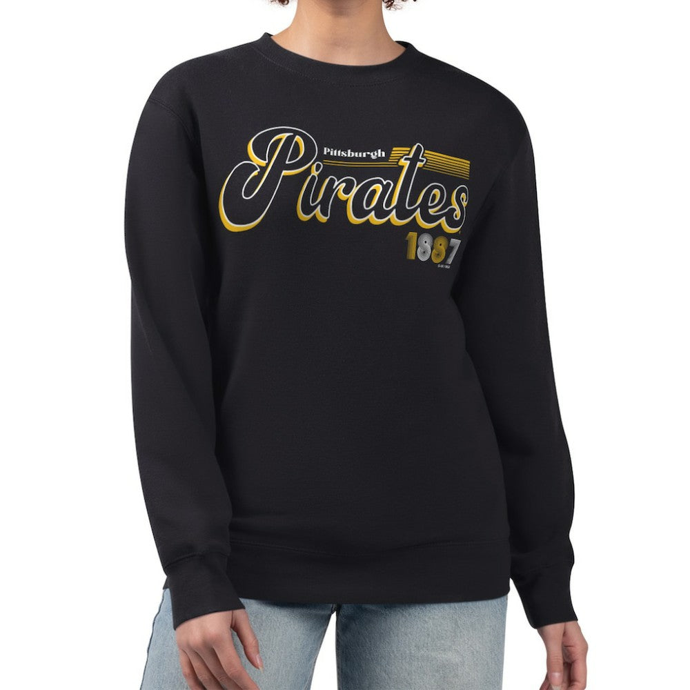 Pittsburgh Pirates Starter Women's Groovy Script Team Fleece Pullover Sweatshirt Black
