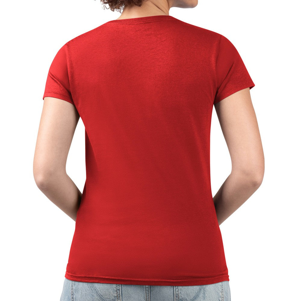 Los Angeles Angels G-III 4Her by Carl Banks Women's Super-Slim Fit Lightweight Pinstripe Circle V-Neck T-Shirt Red