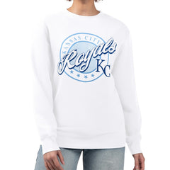 Kansas City Royals G-III 4Her by Carl Banks Women's Pinstripe Circle Team Fleece Pullover Sweatshirt White