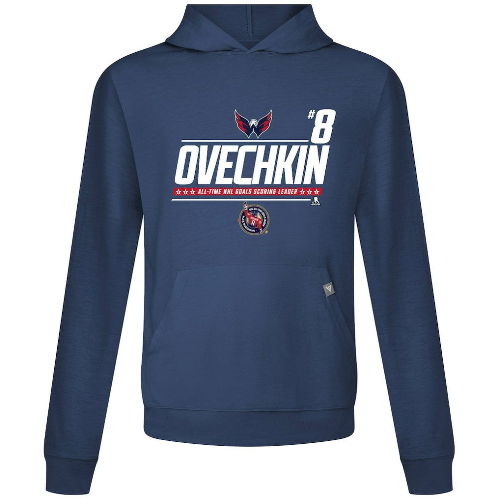 Alexander Ovechkin Washington Capitals Levelwear NHL All-Time Leading Goal Scorer Milestone Name & Number Relay Pullover Hoodie Navy