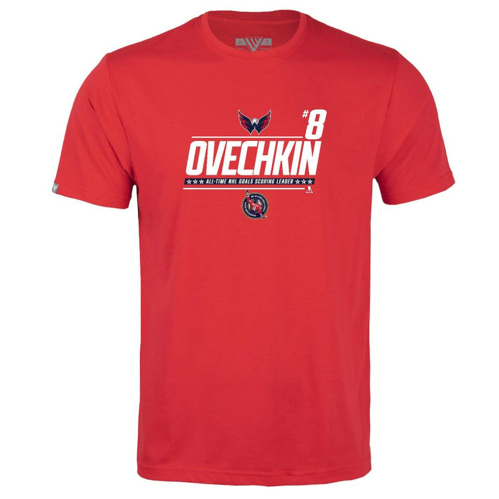 Alexander Ovechkin Washington Capitals Levelwear Youth NHL All-Time Leading Goal Scorer Milestone Name & Number Little Richmond T-Shirt Red