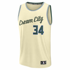 Giannis Antetokounmpo Milwaukee Bucks Youth 2025/26 City Edition Fast Break Jersey - Cream