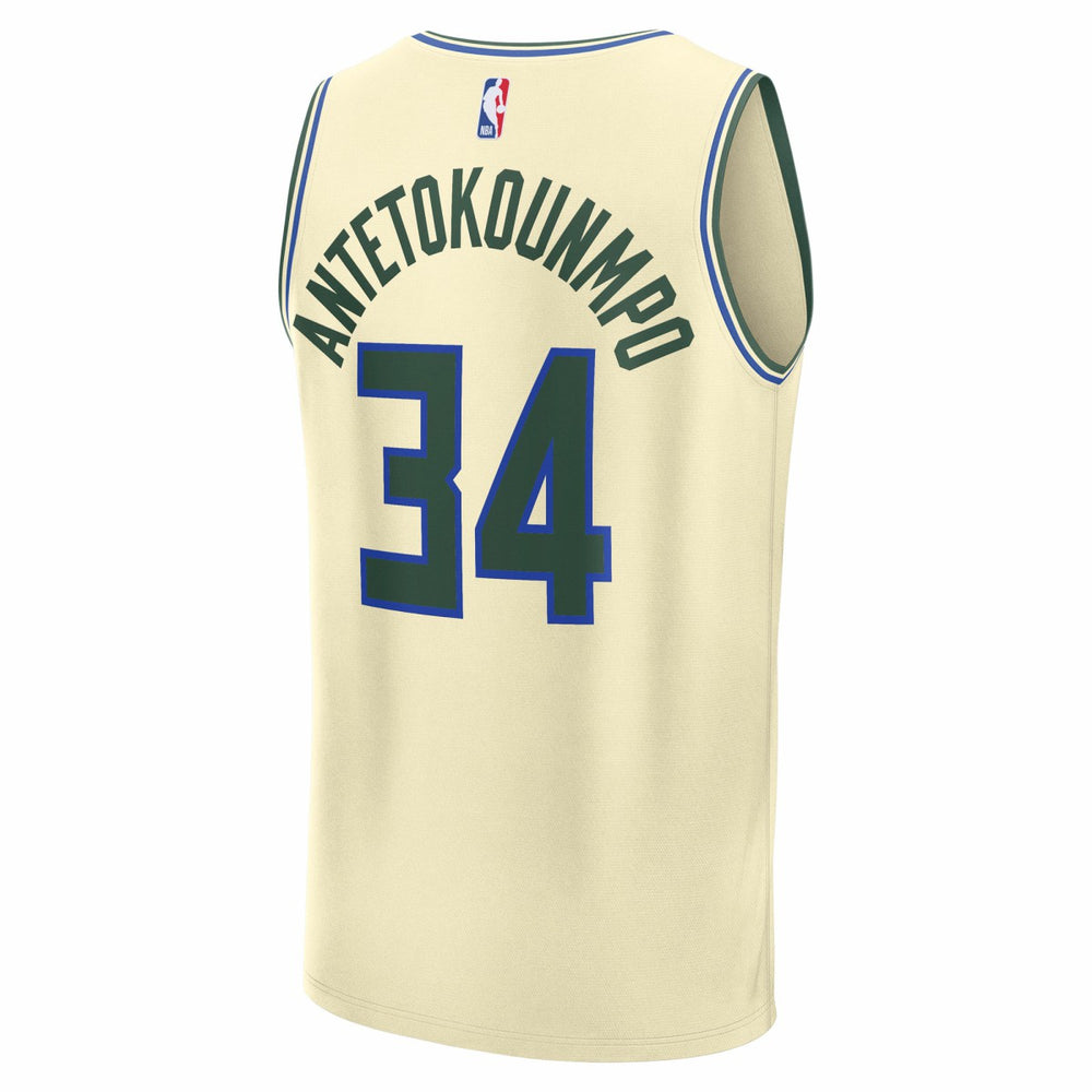 Giannis Antetokounmpo Milwaukee Bucks Youth 2025/26 City Edition Fast Break Jersey - Cream