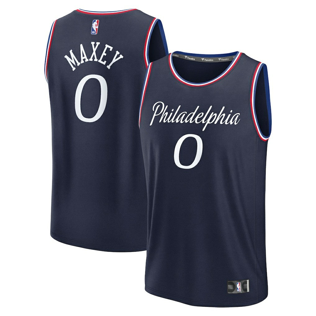 Tyrese Maxey Philadelphia 76ers Youth 2025/26 City Edition Fast Break Jersey - Navy