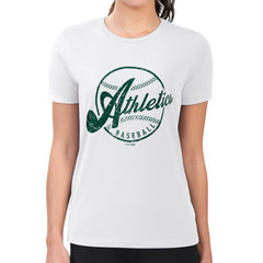 Athletics G-III 4Her by Carl Banks Women's Super-Slim Fit Lightweight Distressed Baseball Team T-Shirt White