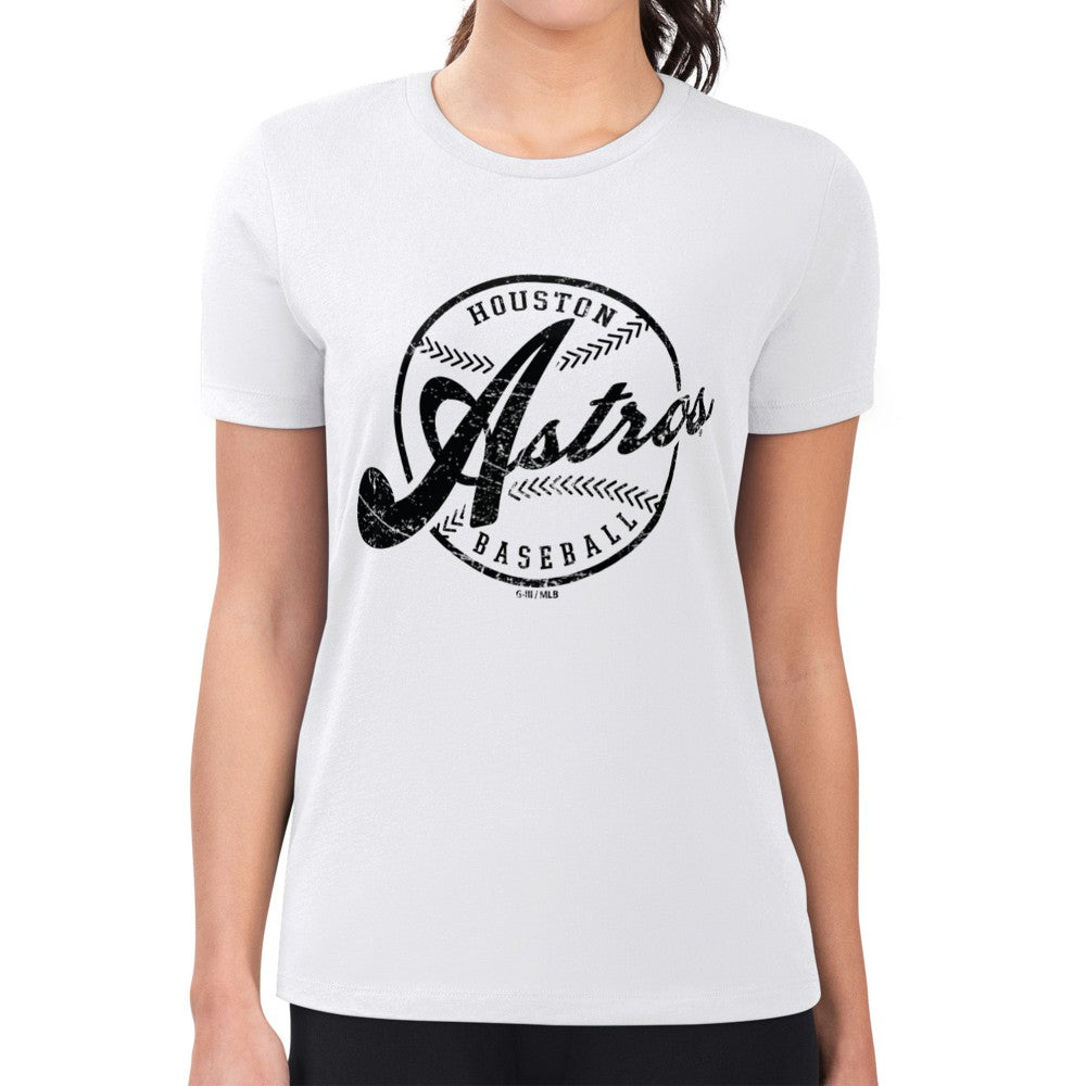 Houston Astros G-III 4Her by Carl Banks Women's Super-Slim Fit Lightweight Distressed Baseball Team T-Shirt White