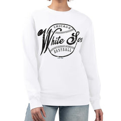 Chicago White Sox G-III 4Her by Carl Banks Women's Distressed Baseball Team Fleece Pullover Sweatshirt White