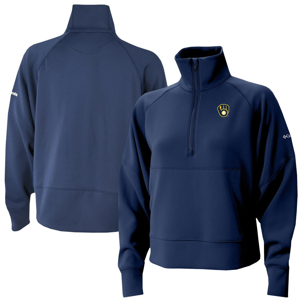 Milwaukee Brewers Women's Wickhams Hills Raglan Omni-Wick Quarter-Zip Pullover Navy | Columbia