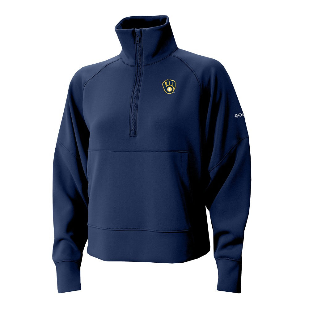 Milwaukee Brewers Women's Wickhams Hills Raglan Omni-Wick Quarter-Zip Pullover Navy | Columbia