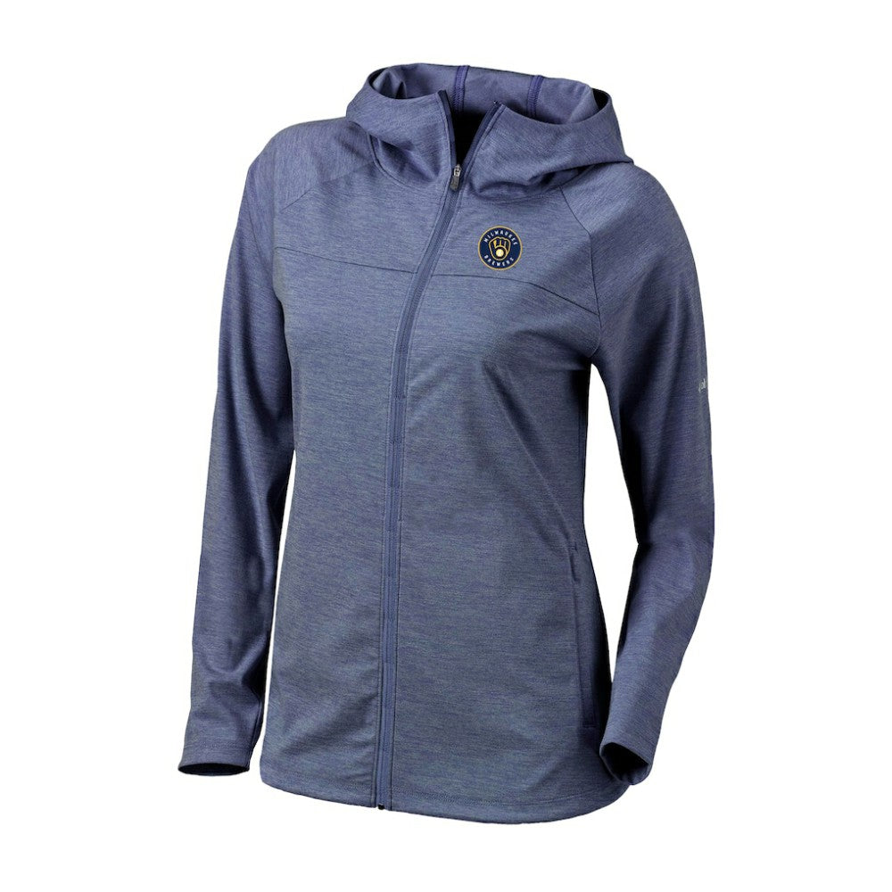 Milwaukee Brewers Women's Half Shot Full-Zip Hoodie Navy | Columbia
