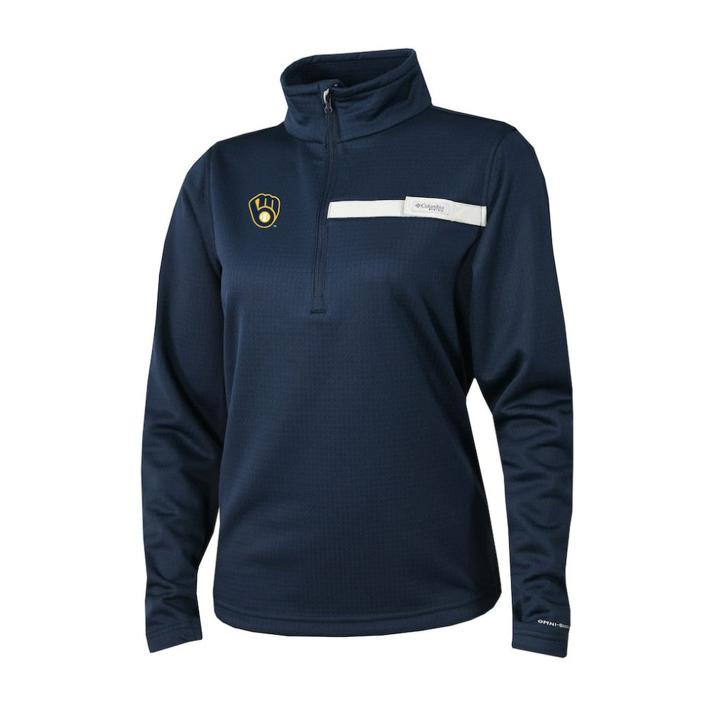 Milwaukee Brewers Women's Skiff Guide Fleece Half-Zip Pullover Jacket Navy | Columbia