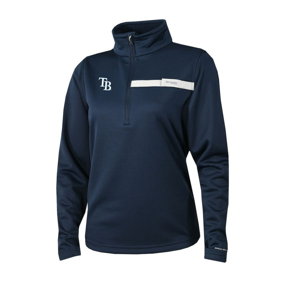 Tampa Bay Rays Women's Skiff Guide Fleece Half-Zip Pullover Jacket Navy | Columbia