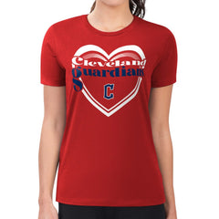 Cleveland Guardians G-III 4Her by Carl Banks Women's Super-Slim Fit Lightweight Double Heart T-Shirt Red