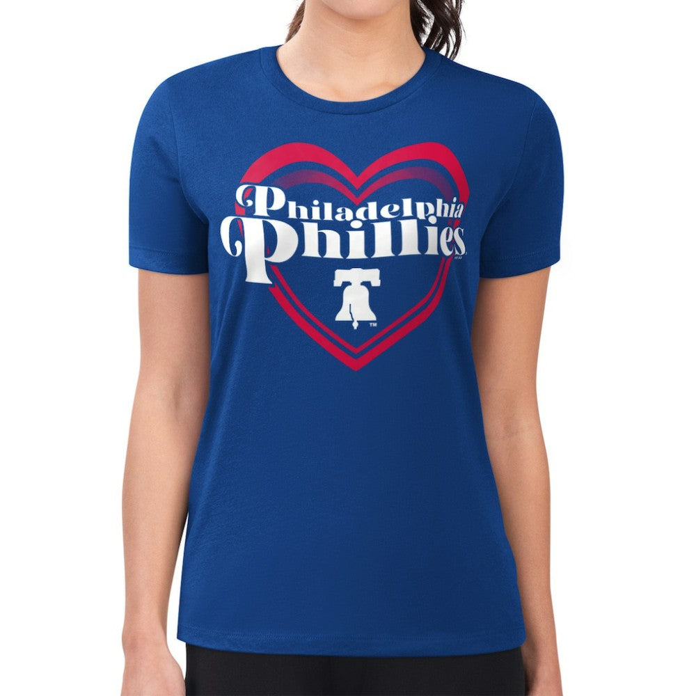 Philadelphia Phillies G-III 4Her by Carl Banks Women's Super-Slim Fit Lightweight Double Heart T-Shirt Royal