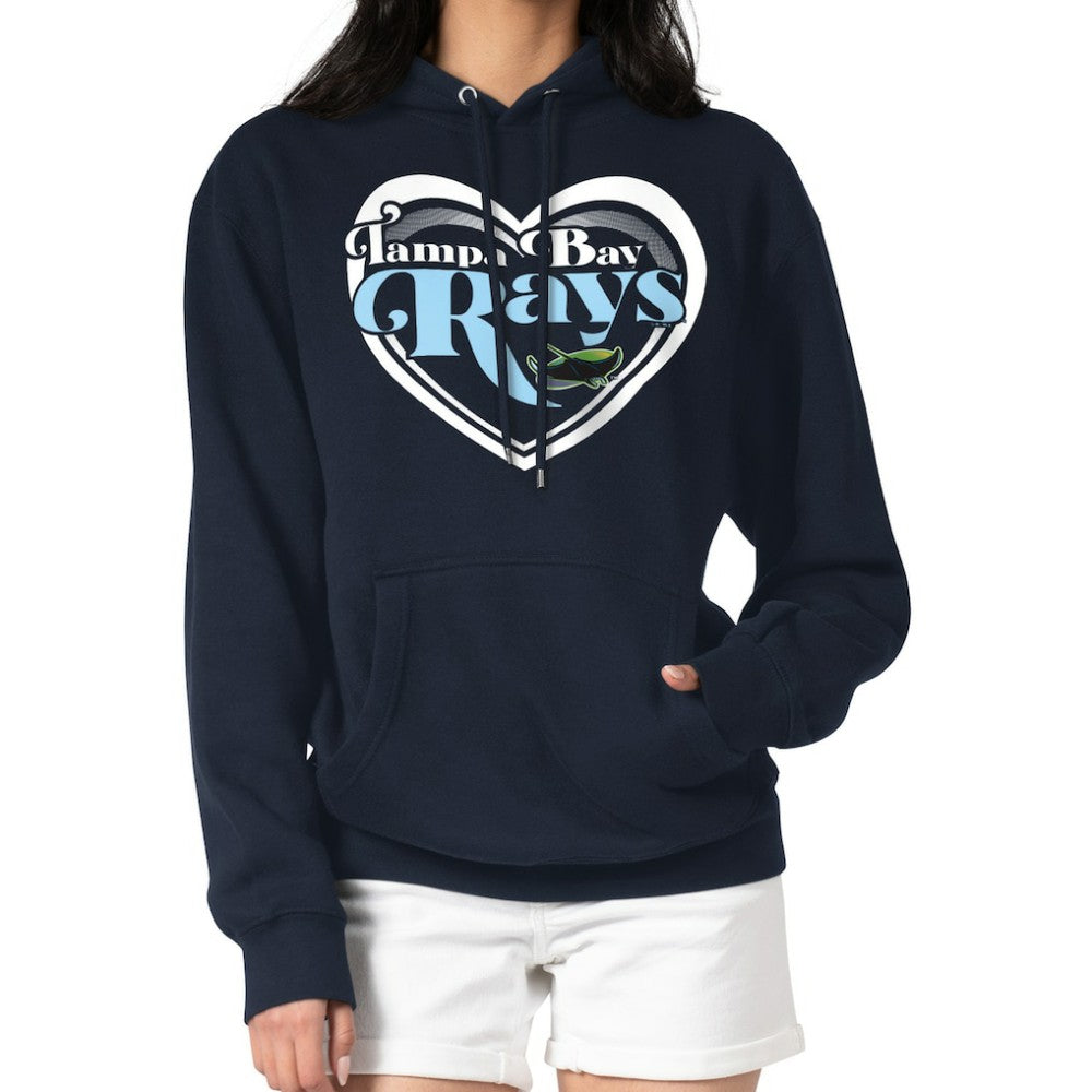 Tampa Bay Rays G-III 4Her by Carl Banks Women's Double Heart Fleece Pullover Hoodie Navy