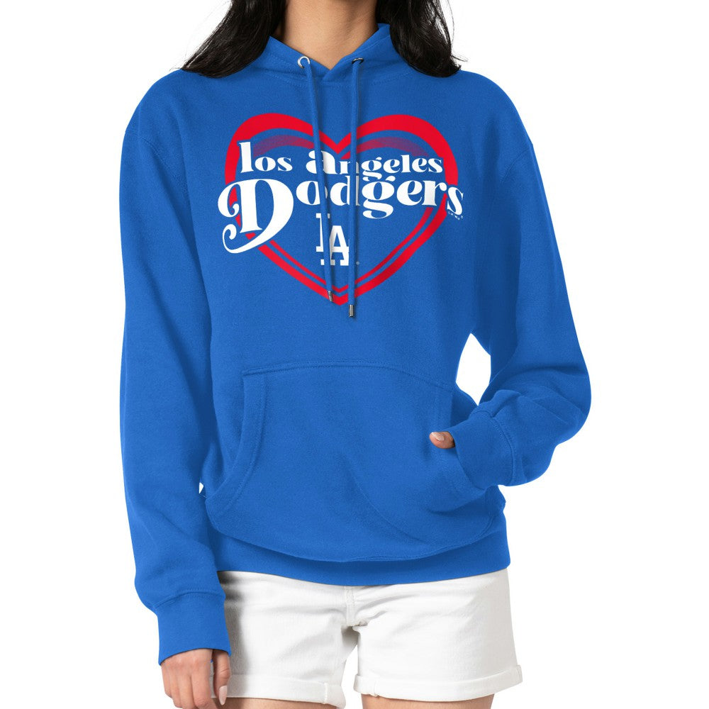 Los Angeles Dodgers G-III 4Her by Carl Banks Women's Double Heart Fleece Pullover Hoodie Royal