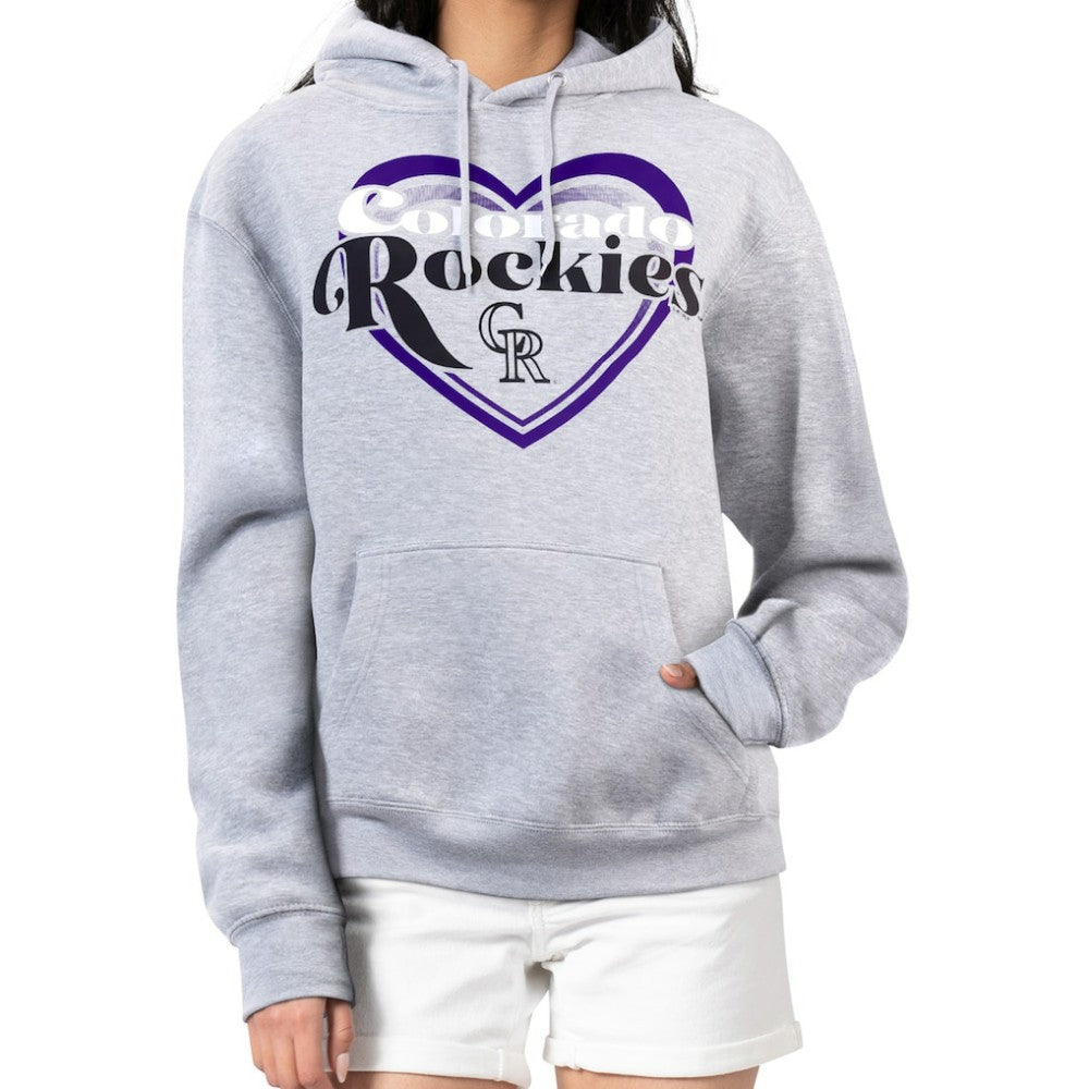 Colorado Rockies G-III 4Her by Carl Banks Women's Double Heart Fleece Pullover Hoodie Gray