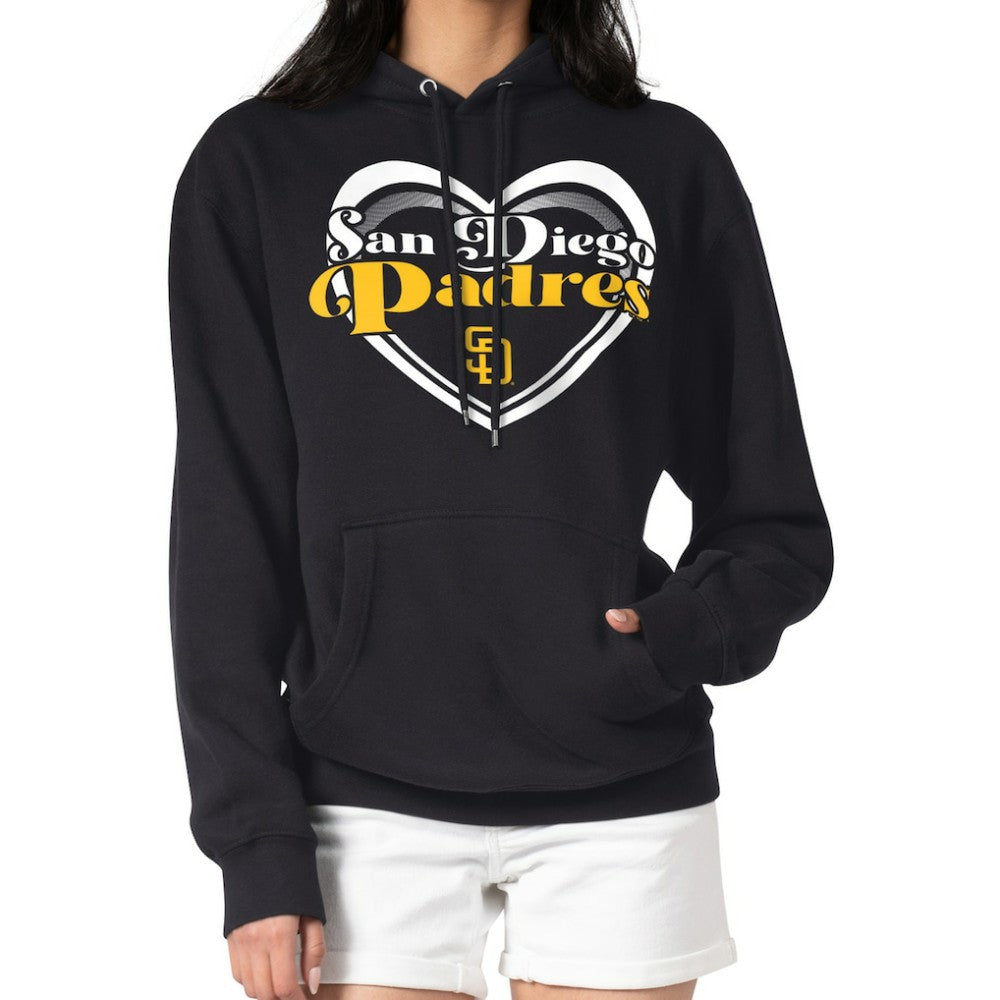 San Diego Padres G-III 4Her by Carl Banks Women's Double Heart Fleece Pullover Hoodie Black