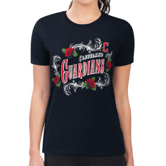 Cleveland Guardians G-III 4Her by Carl Banks Women's Super-Slim Fit Lightweight Retro Roses T-Shirt Navy