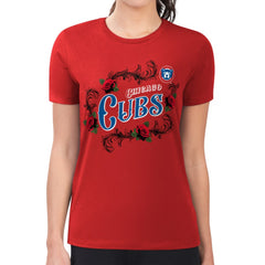 Chicago Cubs G-III 4Her by Carl Banks Women's Super-Slim Fit Lightweight Retro Roses T-Shirt Red