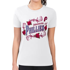 Philadelphia Phillies G-III 4Her by Carl Banks Women's Super-Slim Fit Lightweight Retro Roses T-Shirt White