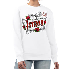 Houston Astros G-III 4Her by Carl Banks Women's Retro Roses Fleece Pullover Sweatshirt White