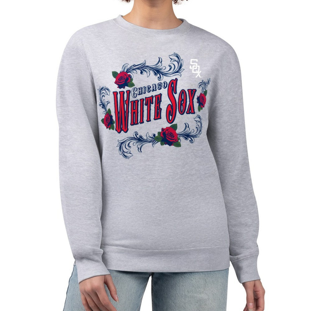 Chicago White Sox G-III 4Her by Carl Banks Women's Retro Roses Fleece Pullover Sweatshirt Gray