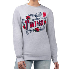 Minnesota Twins G-III 4Her by Carl Banks Women's Retro Roses Fleece Pullover Sweatshirt Gray