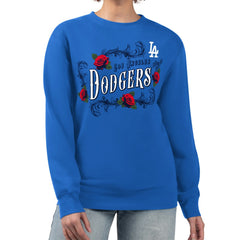 Los Angeles Dodgers G-III 4Her by Carl Banks Women's Retro Roses Fleece Pullover Sweatshirt Royal