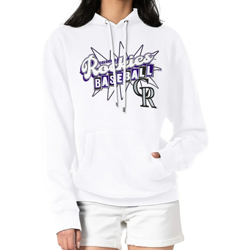 Colorado Rockies Starter Women's Drive-In Pullover Hoodie White