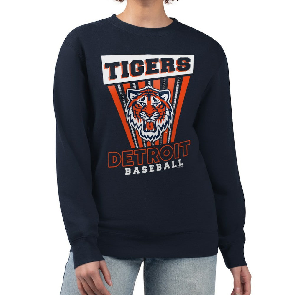 Detroit Tigers Starter Women's Poster Print Pullover Sweatshirt Navy