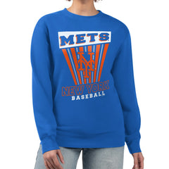 New York Mets Starter Women's Poster Print Pullover Sweatshirt Royal