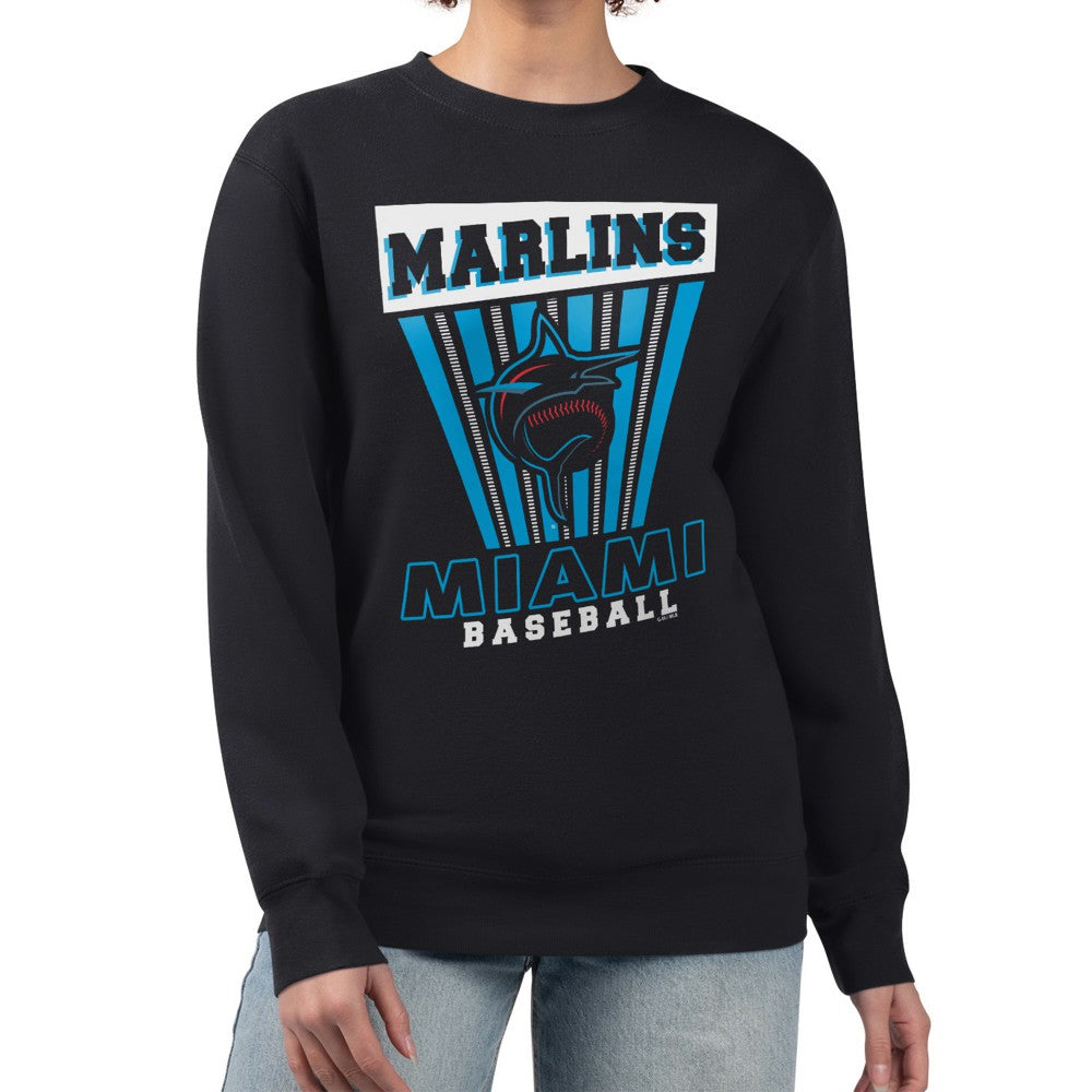 Miami Marlins Starter Women's Poster Print Pullover Sweatshirt Black