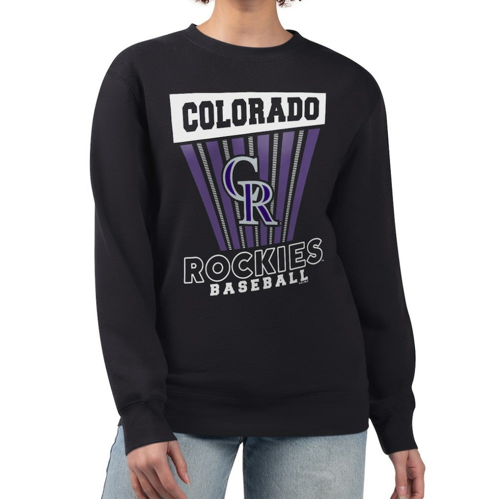 Colorado Rockies Starter Women's Poster Print Pullover Sweatshirt Black