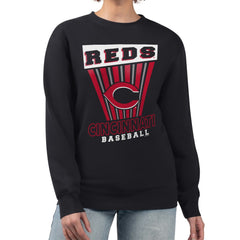 Cincinnati Reds Starter Women's Poster Print Pullover Sweatshirt Black