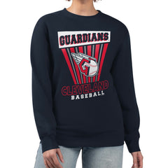 Cleveland Guardians Starter Women's Poster Print Pullover Sweatshirt Navy