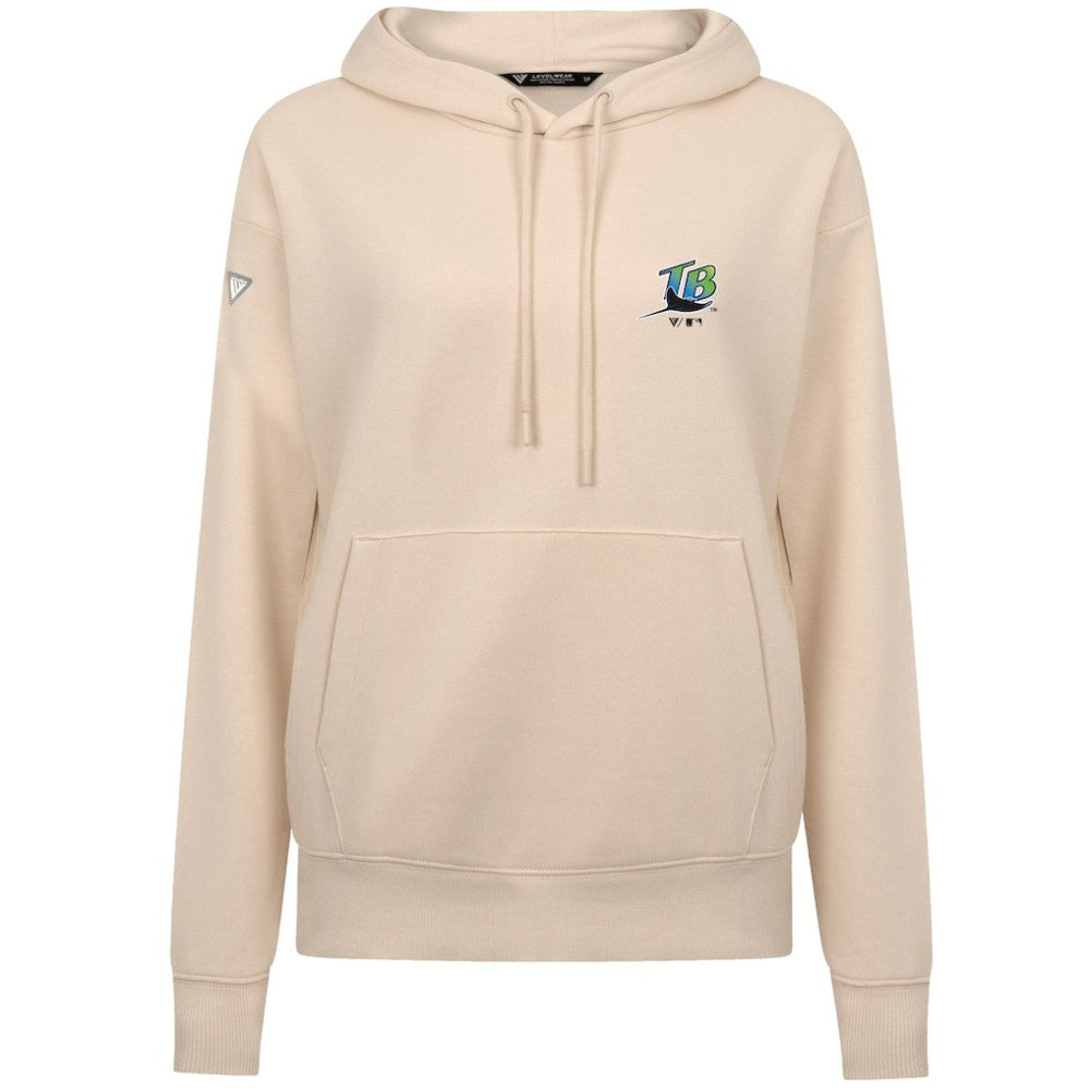 Tampa Bay Rays Levelwear Women's Cooperstown Collection Adorn Core Logo Pullover Hoodie Khaki