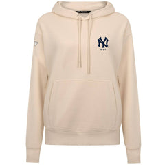 New York Yankees Levelwear Women's Cooperstown Collection Adorn Core Logo Pullover Hoodie Khaki