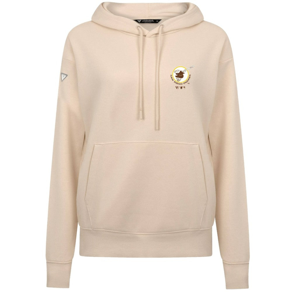 San Diego Padres Levelwear Women's Cooperstown Collection Adorn Core Logo Pullover Hoodie Khaki