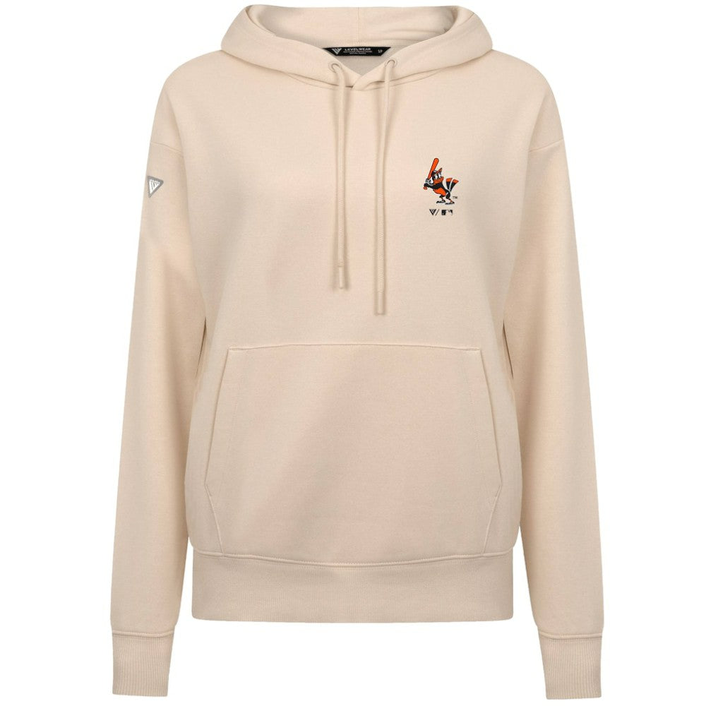 Baltimore Orioles Levelwear Women's Cooperstown Collection Adorn Core Logo Pullover Hoodie Khaki