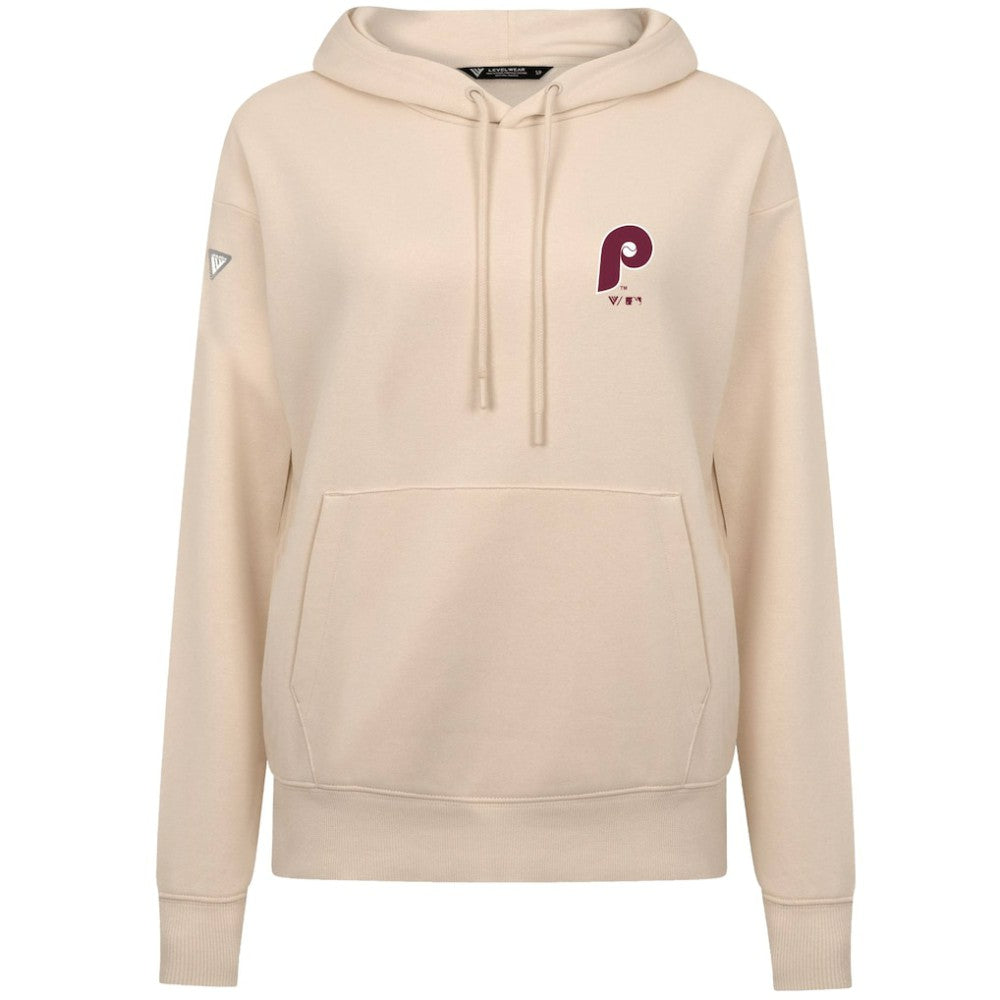 Philadelphia Phillies Levelwear Women's Cooperstown Collection Adorn Core Logo Pullover Hoodie Khaki