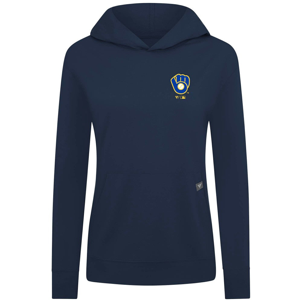 Milwaukee Brewers Levelwear Women's Cooperstown Collection Relay Core Logo Pullover Hoodie Navy