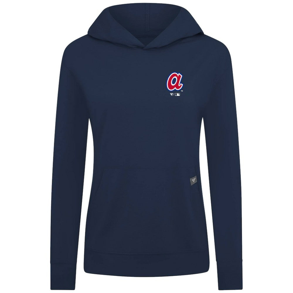 Atlanta Braves Levelwear Women's Cooperstown Collection Relay Core Logo Pullover Hoodie Navy