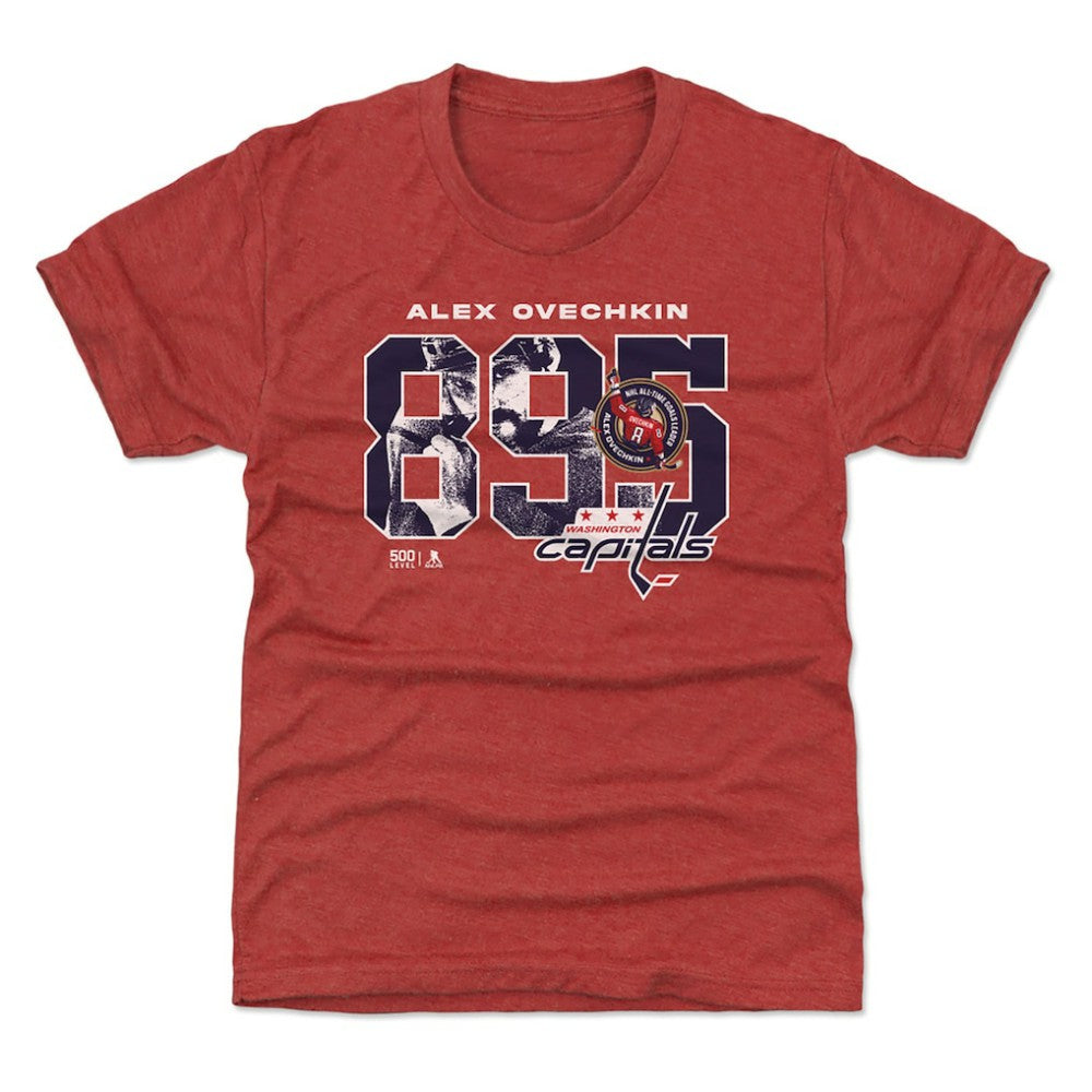 Alexander Ovechkin Washington Capitals 500 Level Youth NHL All-Time Leading Goal Scorer Overlay T-Shirt Red