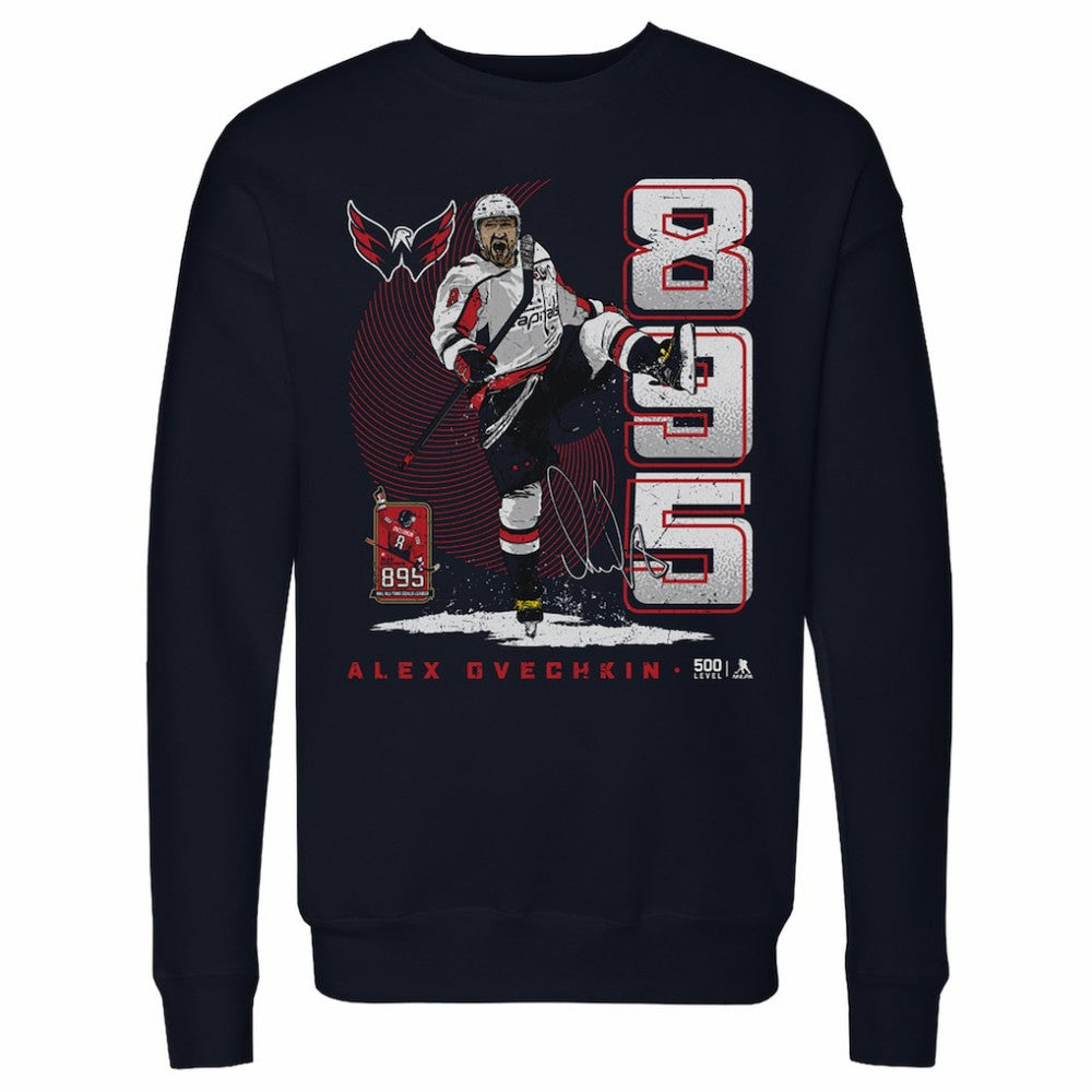 Alexander Ovechkin Washington Capitals 500 Level NHL All-Time Leading Goal Scorer Vertical Pullover Sweatshirt Navy
