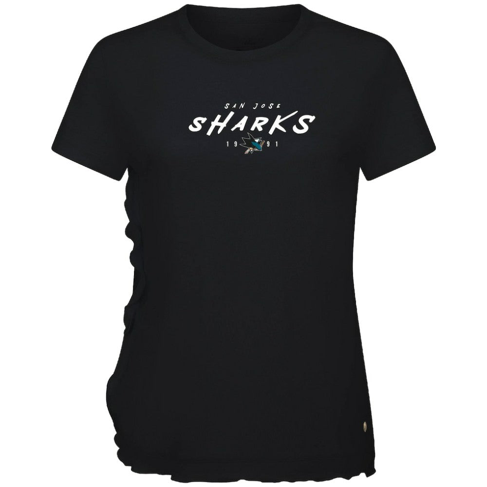 San Jose Sharks Levelwear Women's Airflow Scratched T-Shirt Black