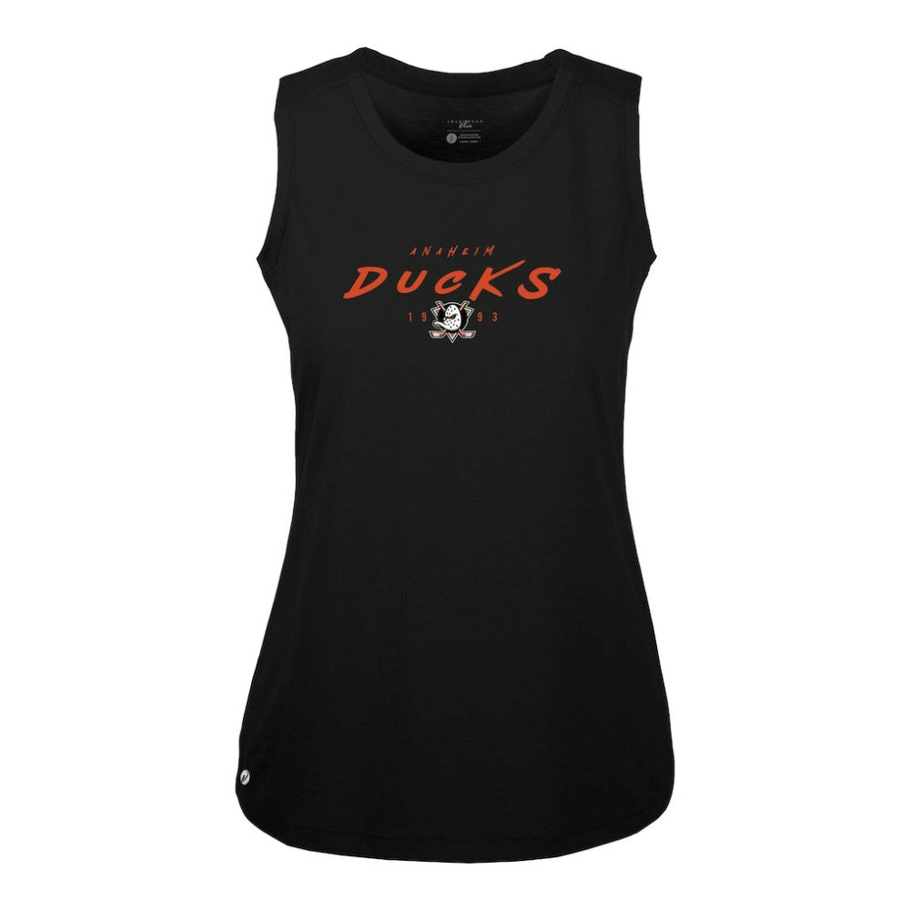 Anaheim Ducks Levelwear Women's Macy Scratched Tank Top Black