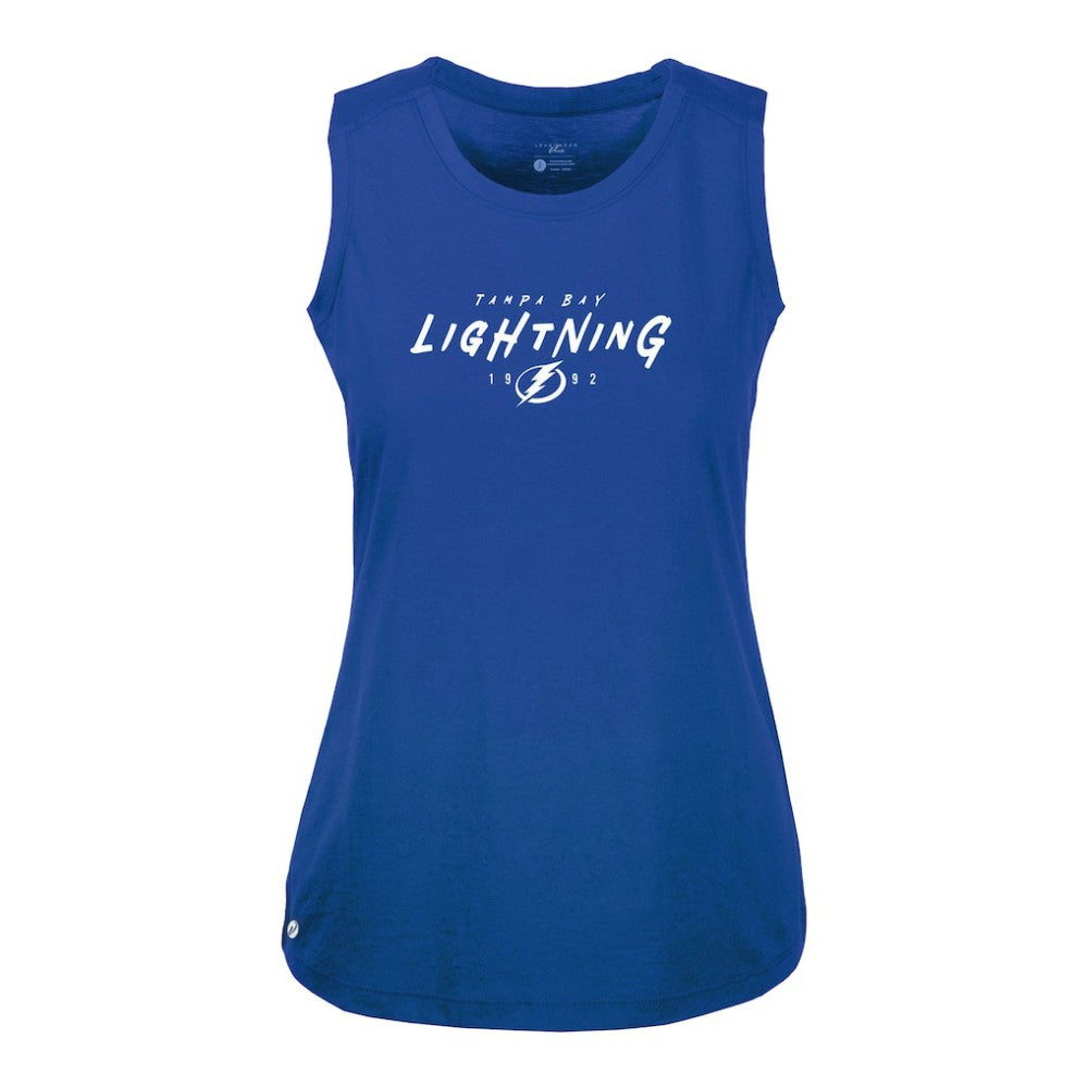 Tampa Bay Lightning Levelwear Women's Macy Scratched Tank Top Royal